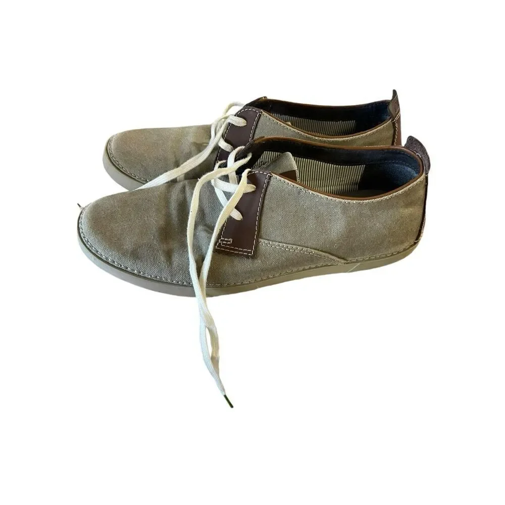 Clarks Mens Brown Grey Leather Round Toe Lace-Up Casual Boat Shoes Size 9 US